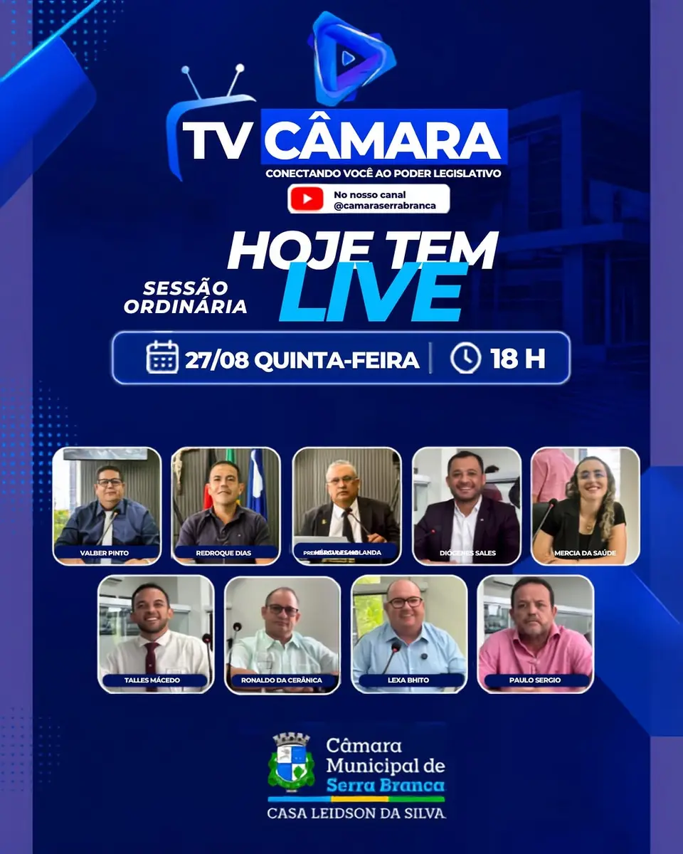 Câmara de Serra Branca realiza Sessão Ordinária nesta quinta-feira às 18h