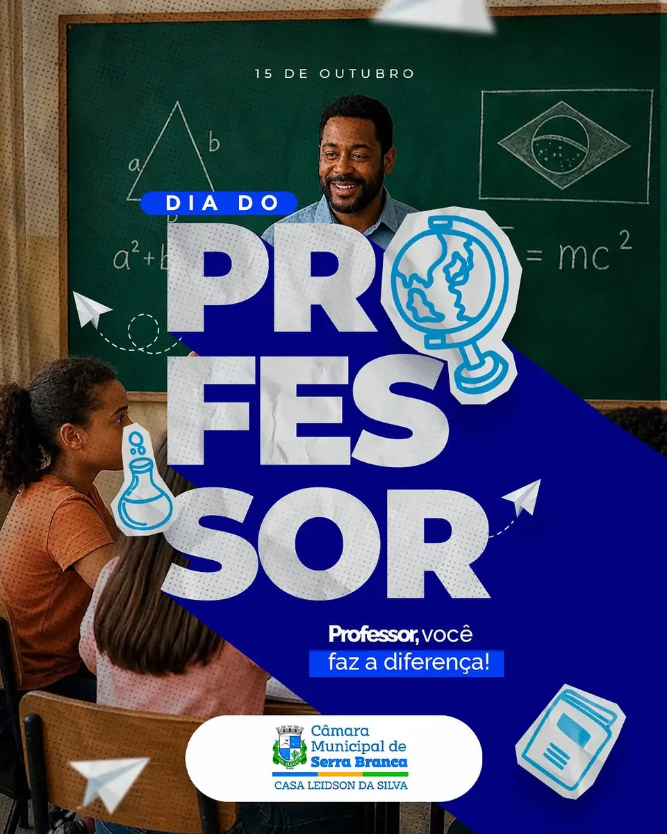 Câmara de Serra Branca homenageia professores em 15 de outubro