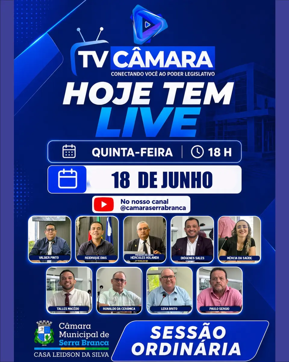 Câmara de Serra Branca realiza Sessão Ordinária nesta quinta-feira
