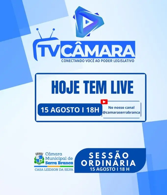 HOJE TEM LIVE NA TV CÂMARA!