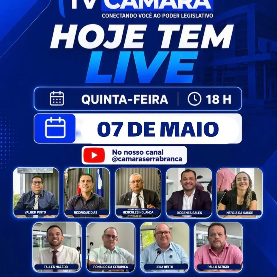 Serra Branca: Câmara transmite Sessão Ordinária ao vivo quinta-feira, 07 de maio