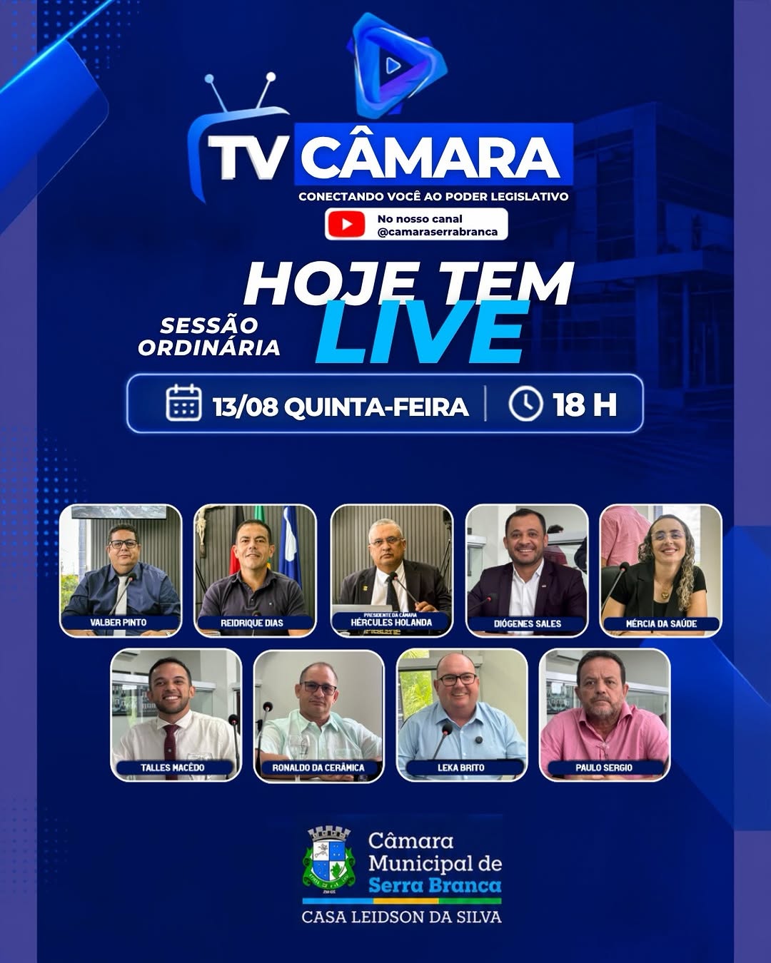 📺 HOJE TEM SESSÃO ORDINÁRIA!