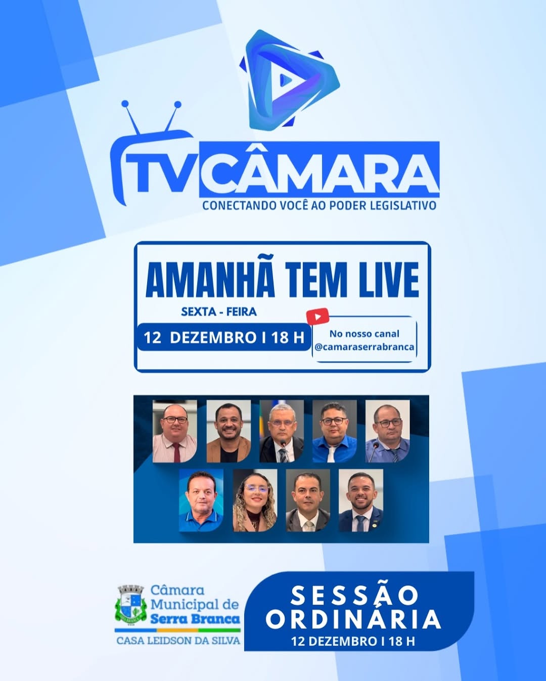 Amanhã tem Sessão Ordinária na Câmara Municipal de Serra Branca!…